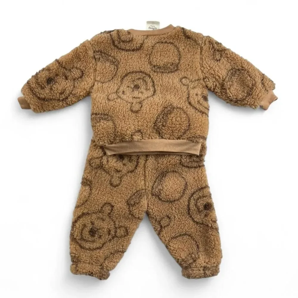 Disney Winnie the Pooh Fleece Set 3-6M Brown Teddy Outfit Baby Unisex